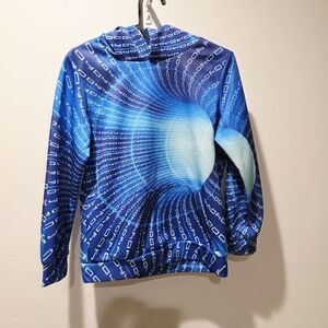 Blue Digital Print Hoodie